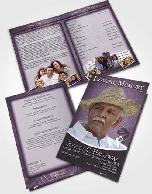 Bifold Order Of Service Obituary Template Brochure Lavender Doctor
