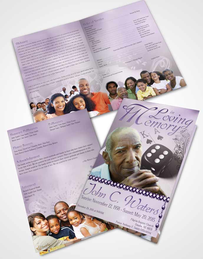 Bifold Order Of Service Obituary Template Brochure Lavender Double Down