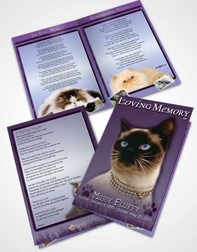 Bifold Order Of Service Obituary Template Brochure Lavender Fluffy Kitty