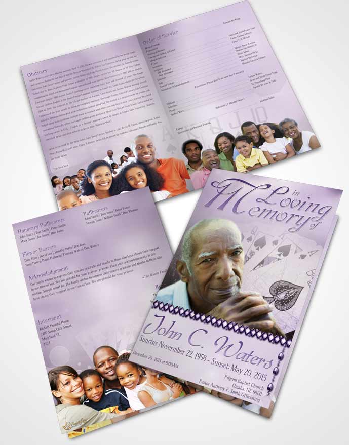 Bifold Order Of Service Obituary Template Brochure Lavender King of Hands