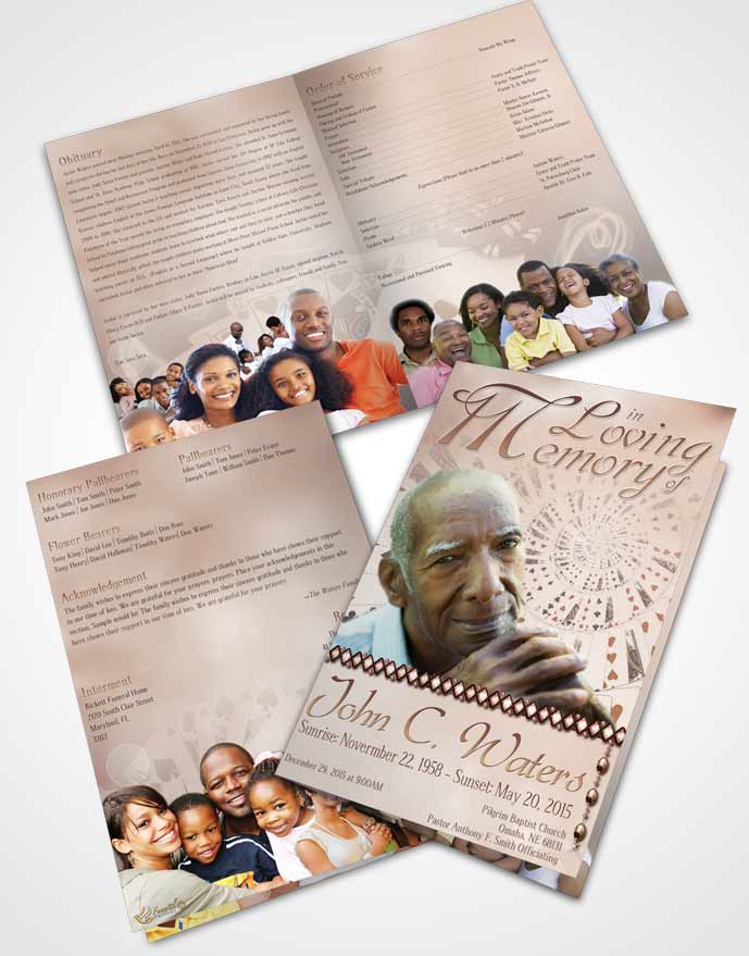 Bifold Order Of Service Obituary Template Brochure Lets Play Golden Cards