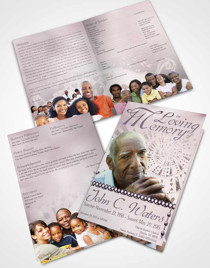Bifold Order Of Service Obituary Template Brochure Lets Play Midnight Cards