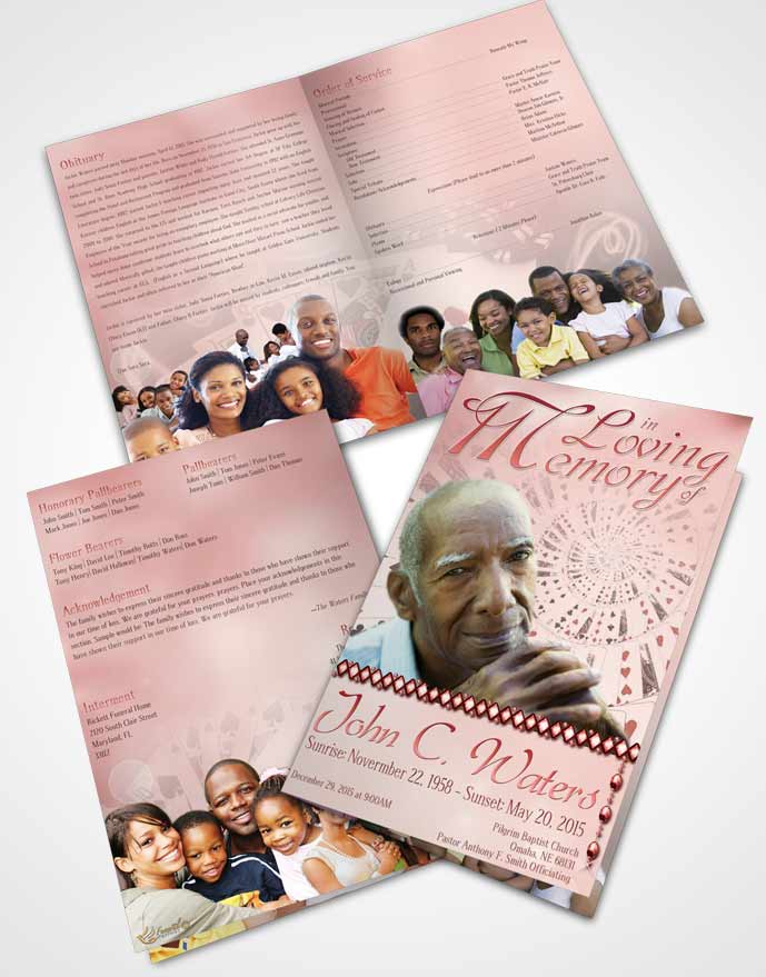 Bifold Order Of Service Obituary Template Brochure Lets Play Ruby Cards