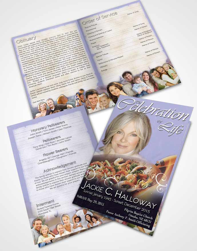 Bifold Order Of Service Obituary Template Brochure Love of Lavender Cooking