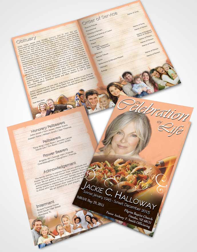 Bifold Order Of Service Obituary Template Brochure Love of Peach Cooking