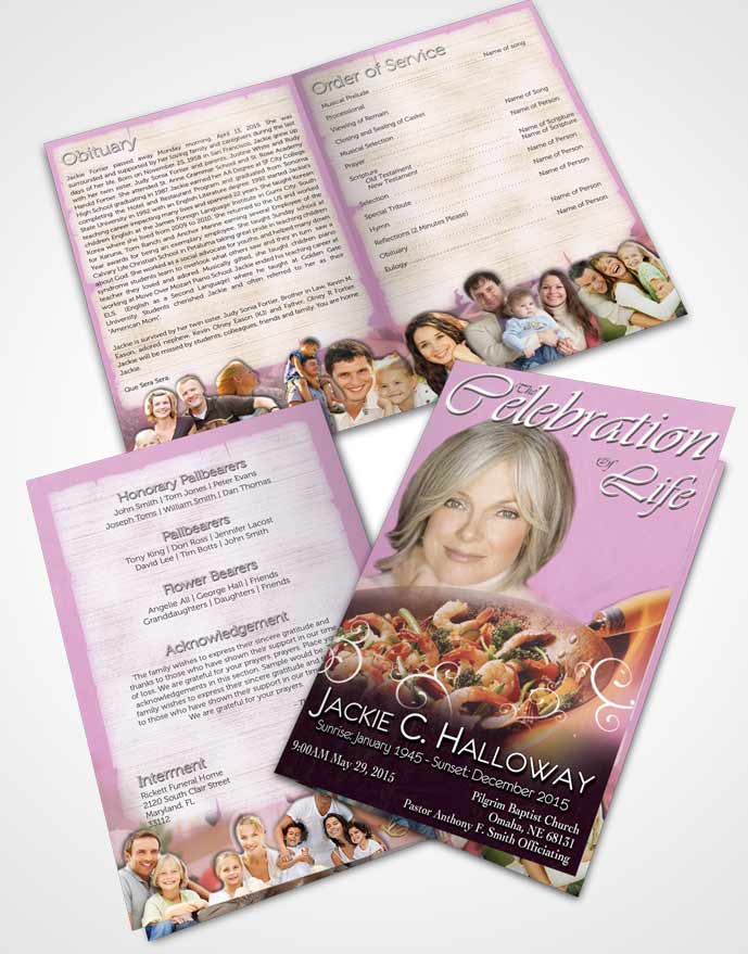Bifold Order Of Service Obituary Template Brochure Love of Pink Cooking