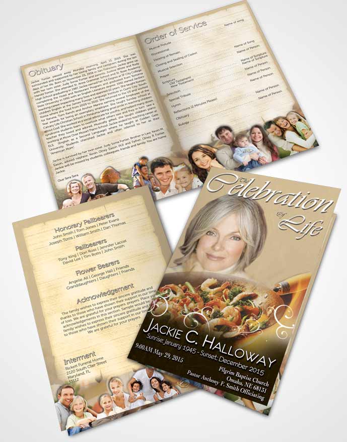 Bifold Order Of Service Obituary Template Brochure Love of Vintage Cooking