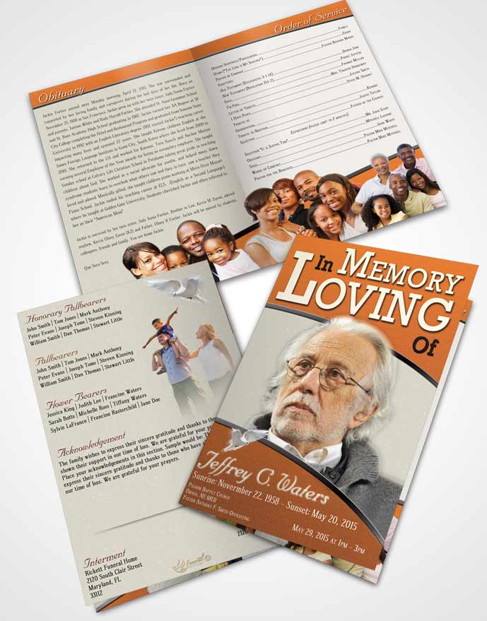 Bifold Order Of Service Obituary Template Brochure Loving Clarity