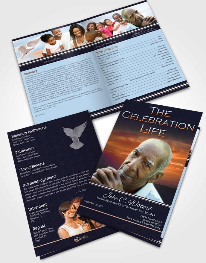 Bifold Order Of Service Obituary Template Brochure Loving Higher Power
