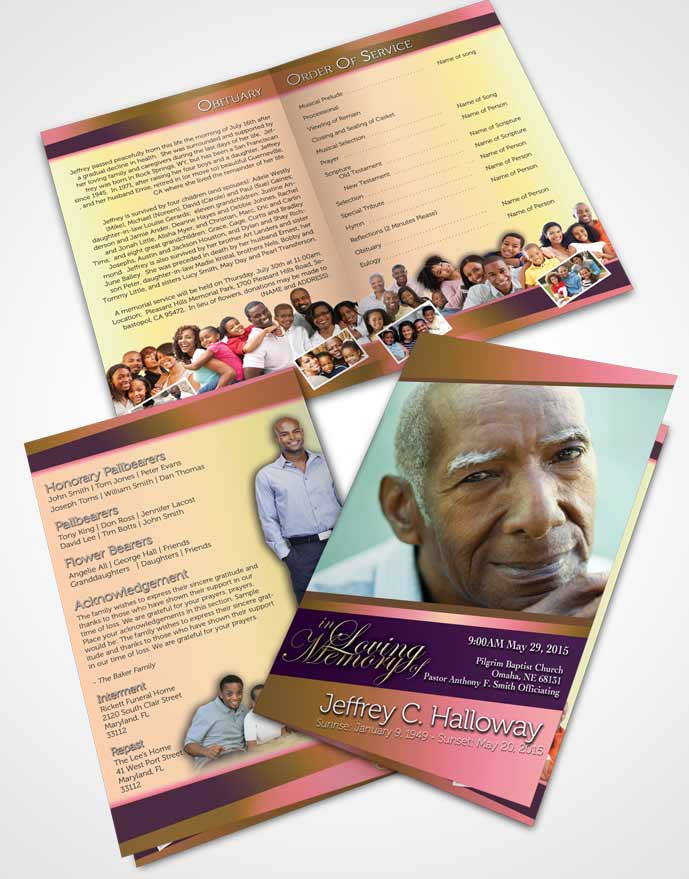 Bifold Order Of Service Obituary Template Brochure Loving Mix Tranquility Light