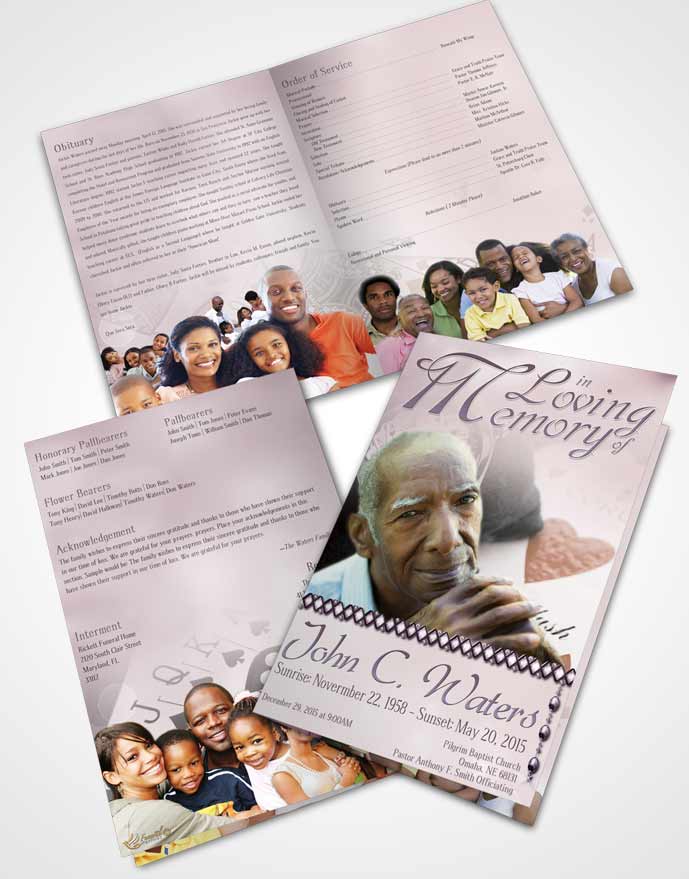 Bifold Order Of Service Obituary Template Brochure Midnight Aces