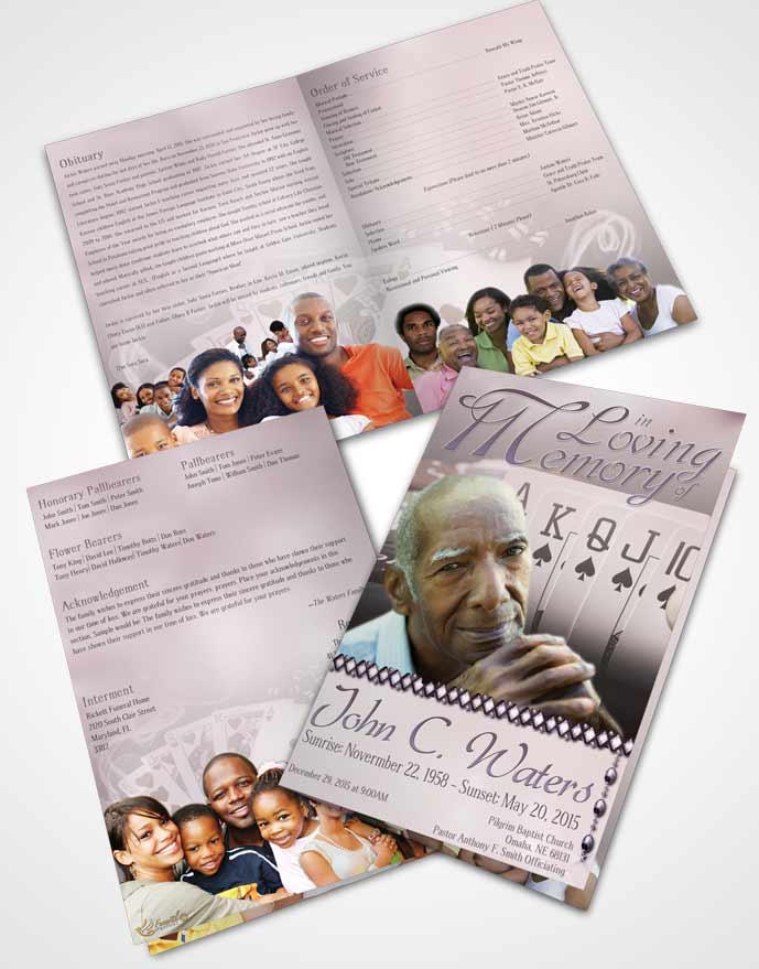 Bifold Order Of Service Obituary Template Brochure Midnight Cards