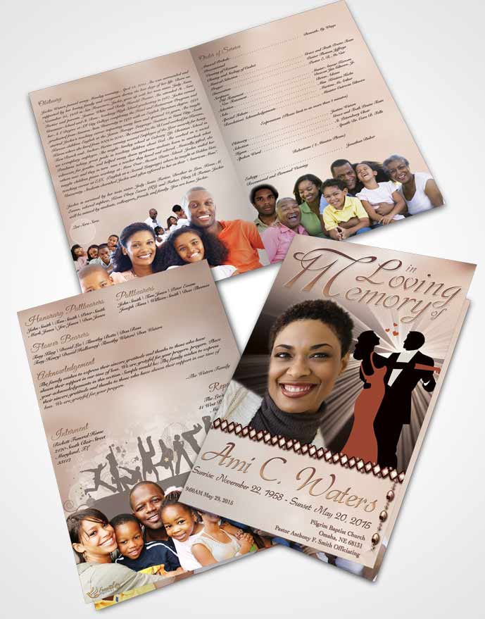 Bifold Order Of Service Obituary Template Brochure Midnight Dancing Golden Moves
