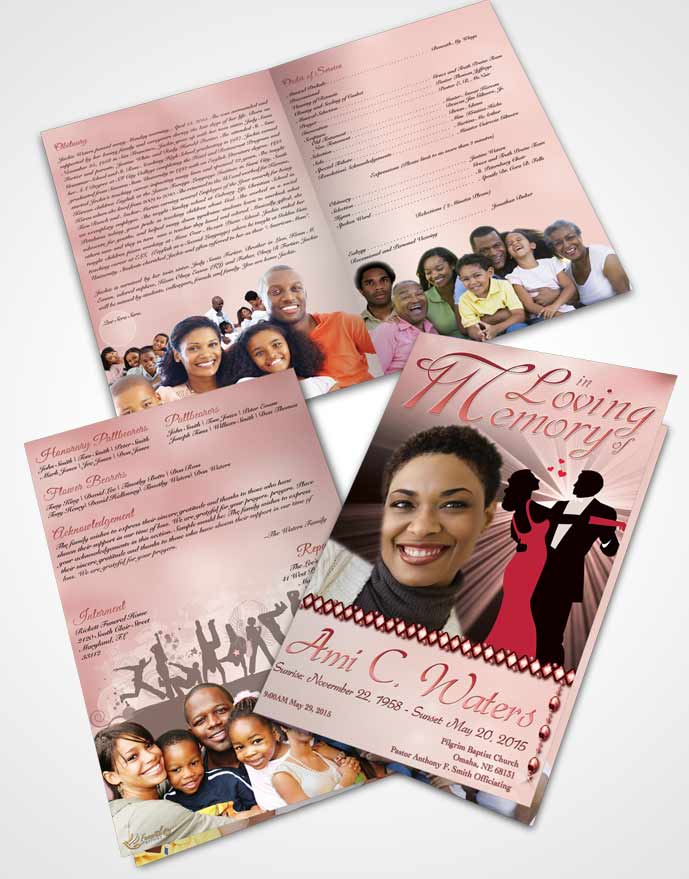 Bifold Order Of Service Obituary Template Brochure Midnight Dancing Ruby Sunrise