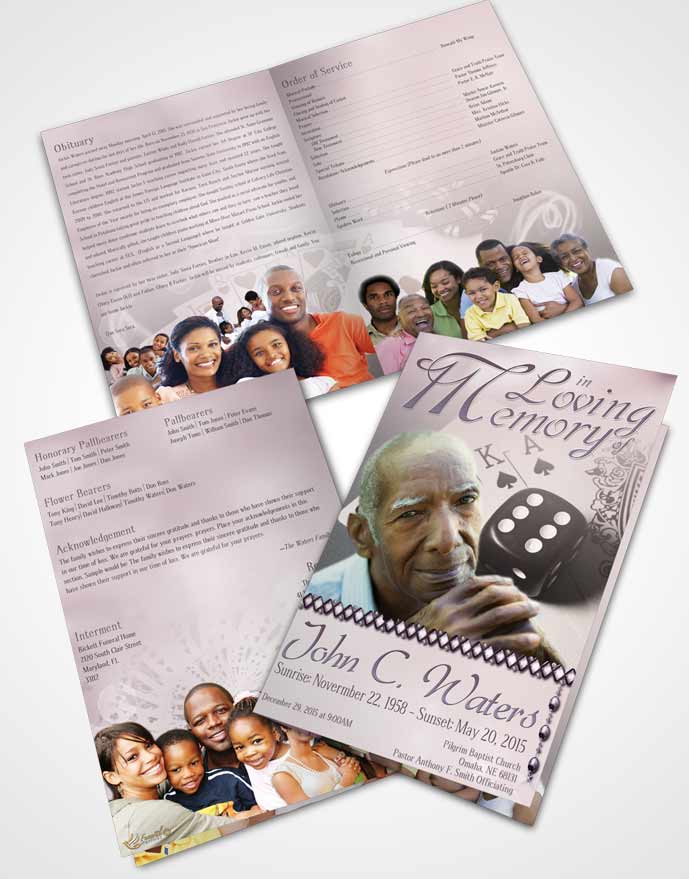 Bifold Order Of Service Obituary Template Brochure Midnight Double Down