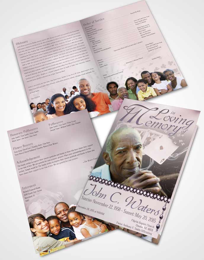 Bifold Order Of Service Obituary Template Brochure Midnight Weekend Card Game