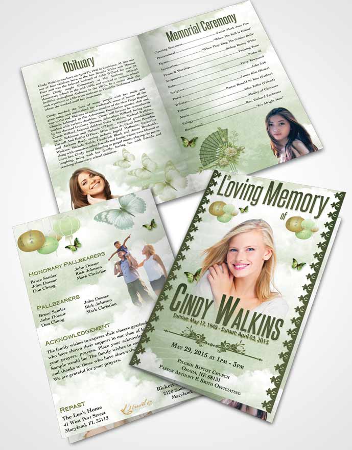 Bifold Order Of Service Obituary Template Brochure Natural Elegance Walk in the Forest