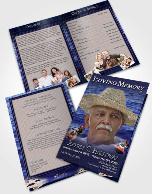 Bifold Order Of Service Obituary Template Brochure Natural Water Sports