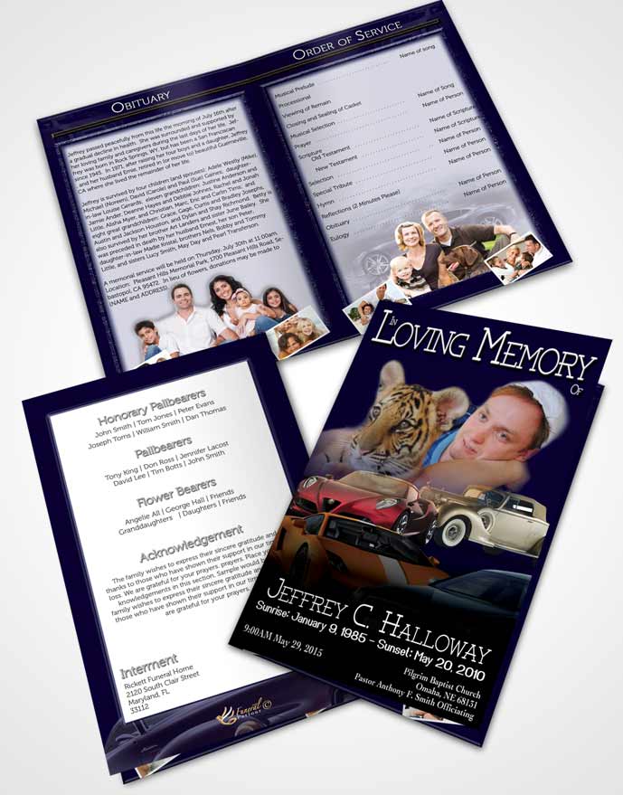 Bifold Order Of Service Obituary Template Brochure Northern Blues Car Enthusiast