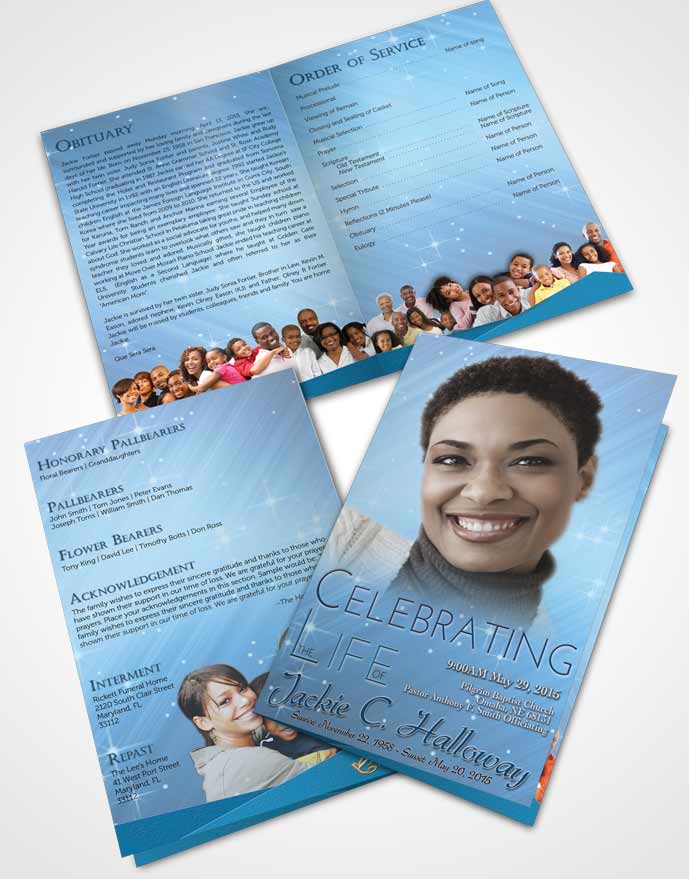 Bifold Order Of Service Obituary Template Brochure Ocean Serenity