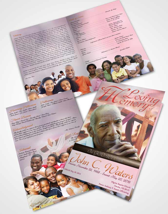 Bifold Order Of Service Obituary Template Brochure On The Cross Evening Sunset