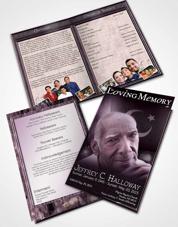 Bifold Order Of Service Obituary Template Brochure Pakistanian Lavender Love