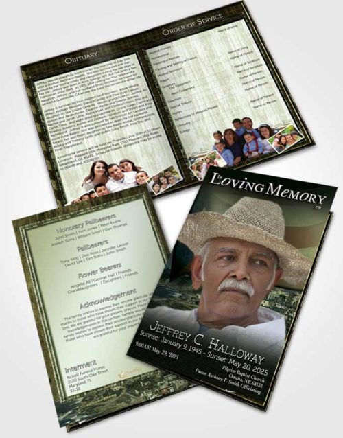 Bifold Order Of Service Obituary Template Brochure Puerto Rican Emerald Waters
