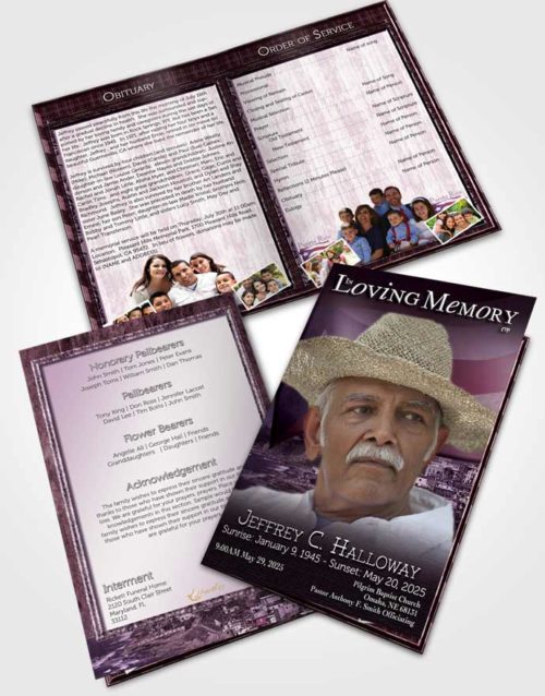Bifold Order Of Service Obituary Template Brochure Puerto Rican Lavender Waters