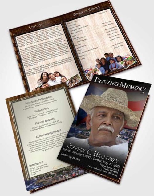 Bifold Order Of Service Obituary Template Brochure Puerto Rican Natural Waters