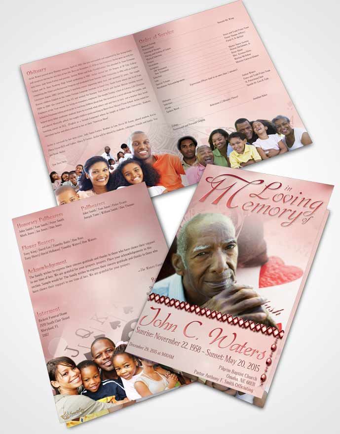 Bifold Order Of Service Obituary Template Brochure Ruby Aces