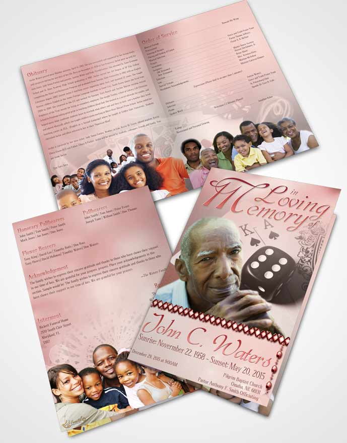 Bifold Order Of Service Obituary Template Brochure Ruby Double Down