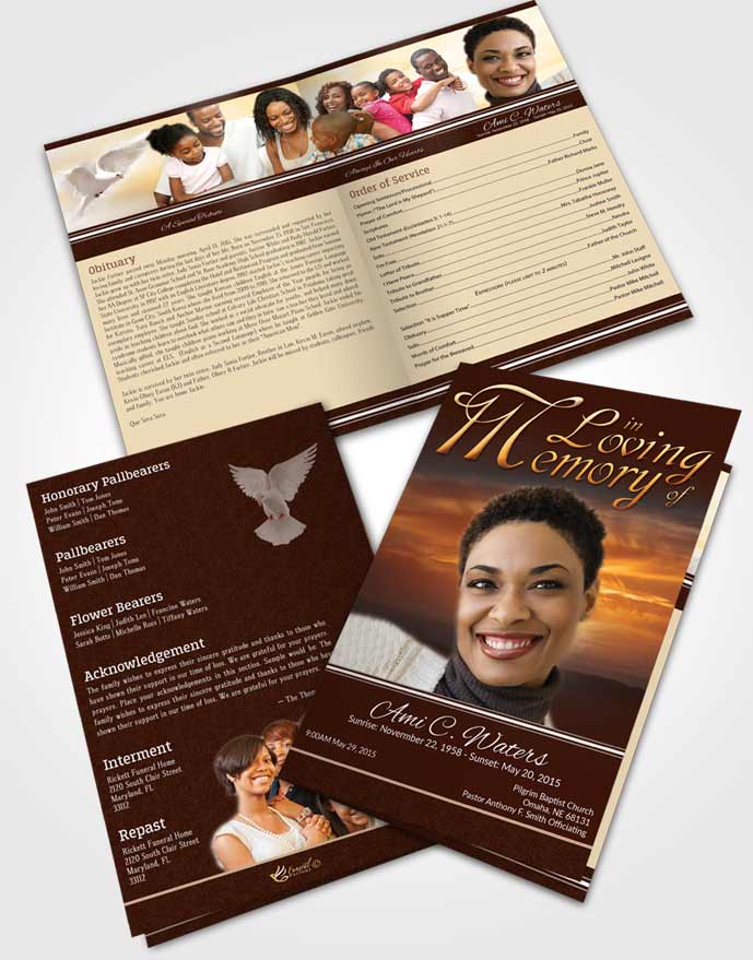 Bifold Order Of Service Obituary Template Brochure Ruby Higher Power