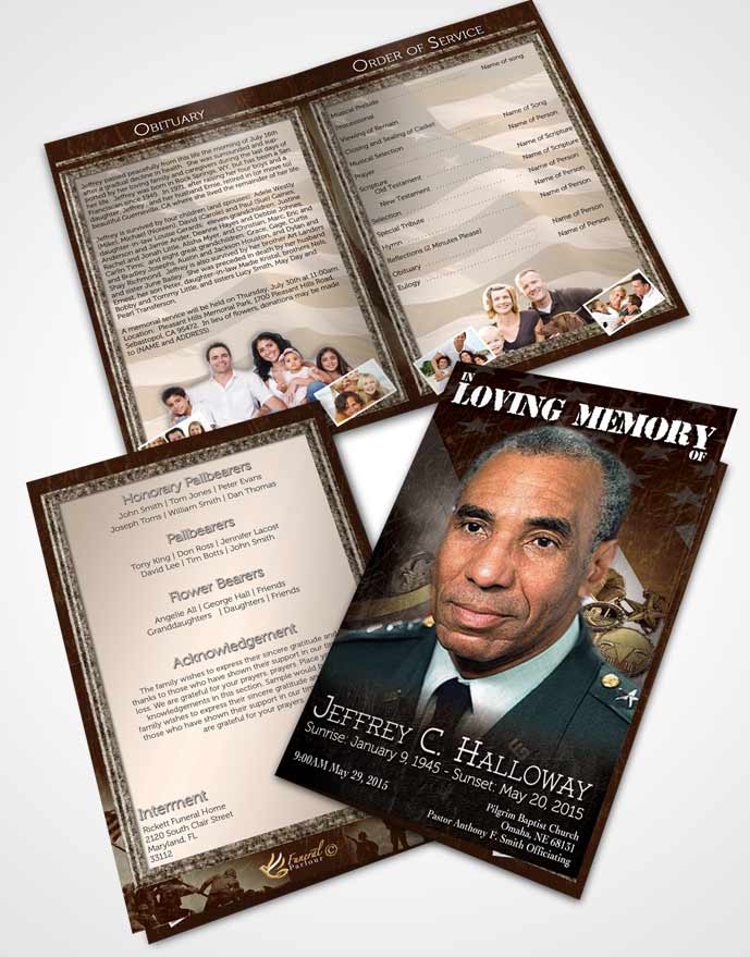 Bifold Order Of Service Obituary Template Brochure Rustic Veterans Salute.jpg