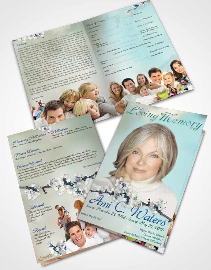 Bifold Order Of Service Obituary Template Brochure Simple Beauty Evening Peace