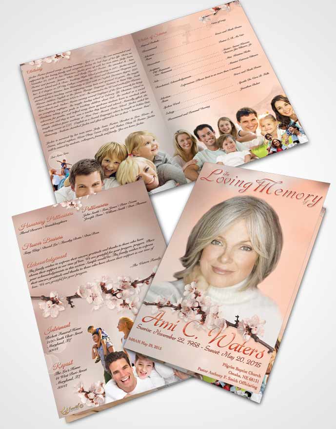 Bifold Order Of Service Obituary Template Brochure Simple Beauty Ruby Desire