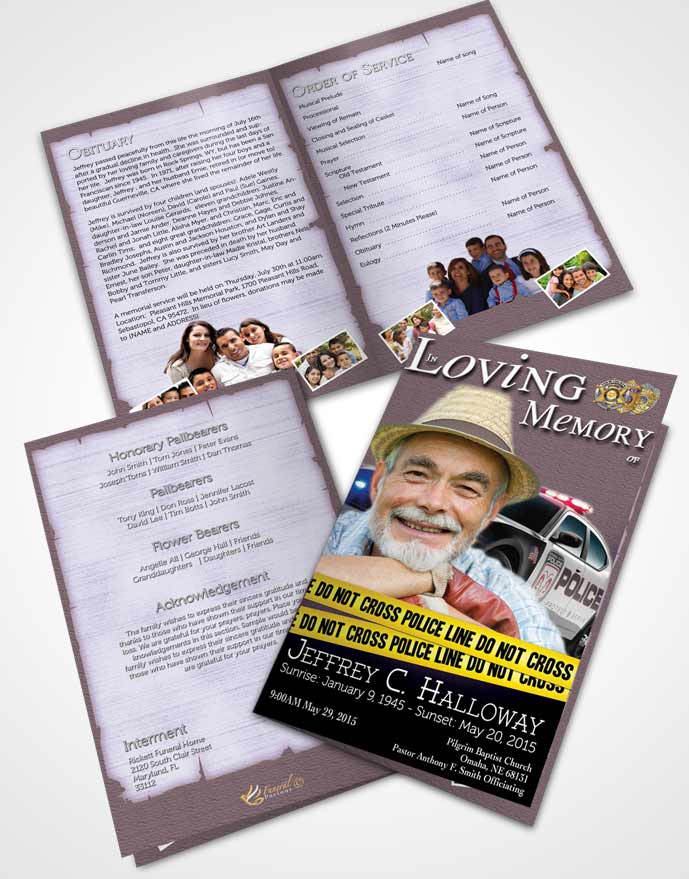 Bifold Order Of Service Obituary Template Brochure Soft Police On Duty