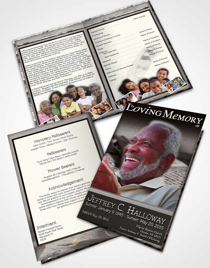Bifold Order Of Service Obituary Template Brochure Soft Writer
