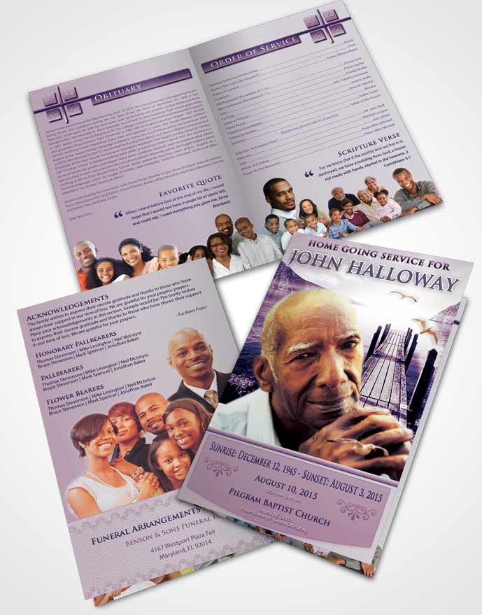 Bifold Order Of Service Obituary Template Brochure Special Moments Natures Peace