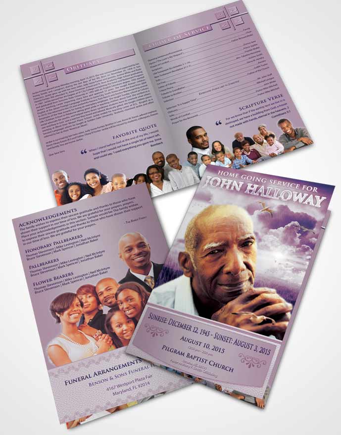 Bifold Order Of Service Obituary Template Brochure Special Moments Sparkling Sky