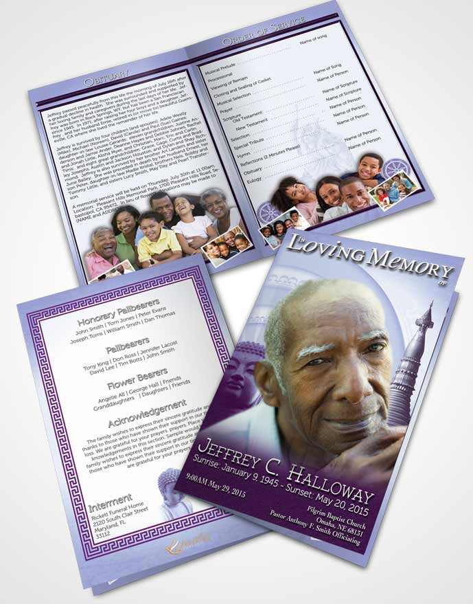 Bifold Order Of Service Obituary Template Brochure Summer Buddhist Faith