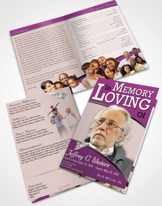 Bifold Order Of Service Obituary Template Brochure Summer Clarity