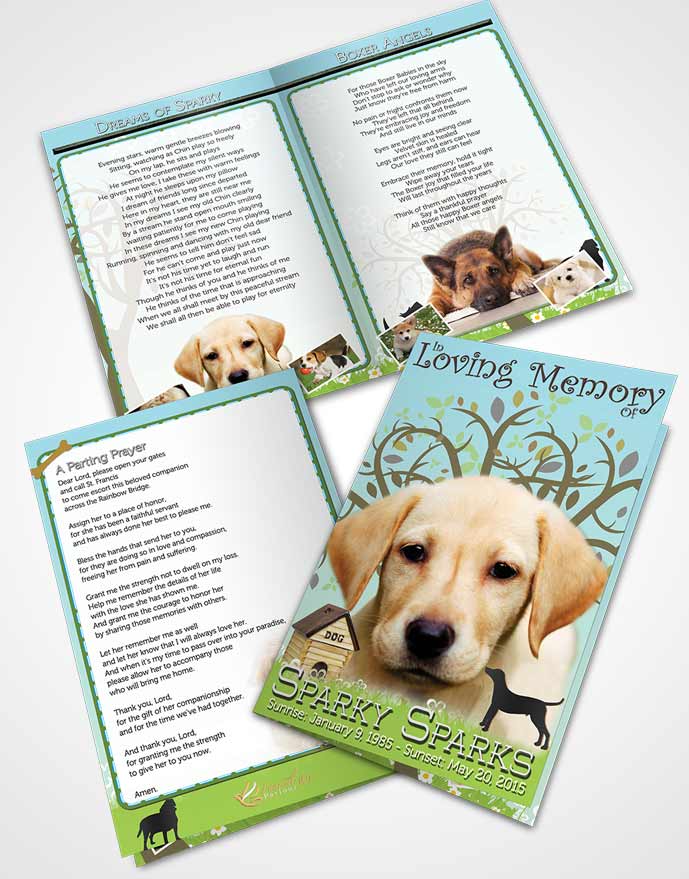 Bifold Order Of Service Obituary Template Brochure Summer Doggy Heaven