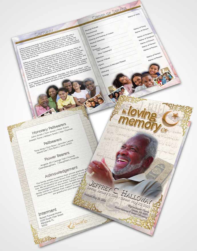Bifold Order Of Service Obituary Template Brochure Summer Islamic Blissful Faith