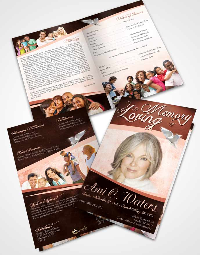 Bifold Order Of Service Obituary Template Brochure Summer Paradise