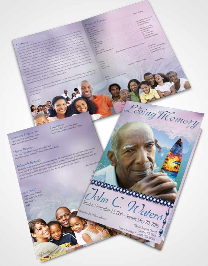 Bifold Order Of Service Obituary Template Brochure Surfers Paradise Ride The Wave