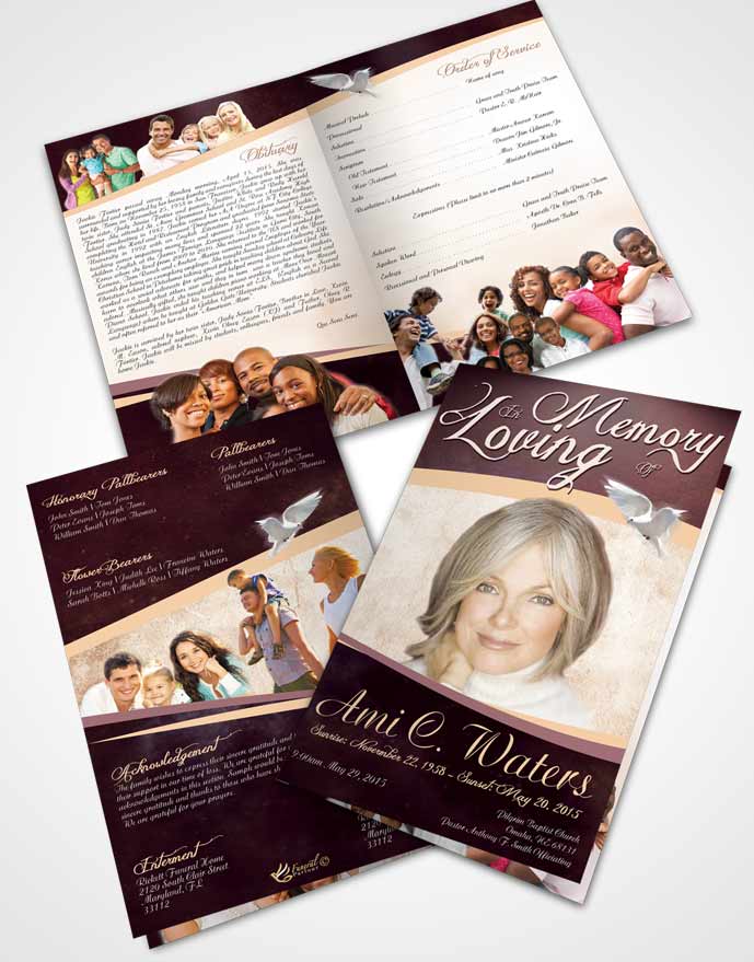 Bifold Order Of Service Obituary Template Brochure Sweet Paradise