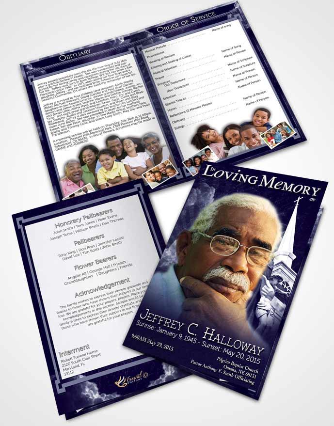 Bifold Order Of Service Obituary Template Brochure Topaz Christian Faith
