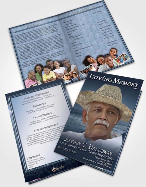 Bifold Order Of Service Obituary Template Brochure Topaz Misty Mountain