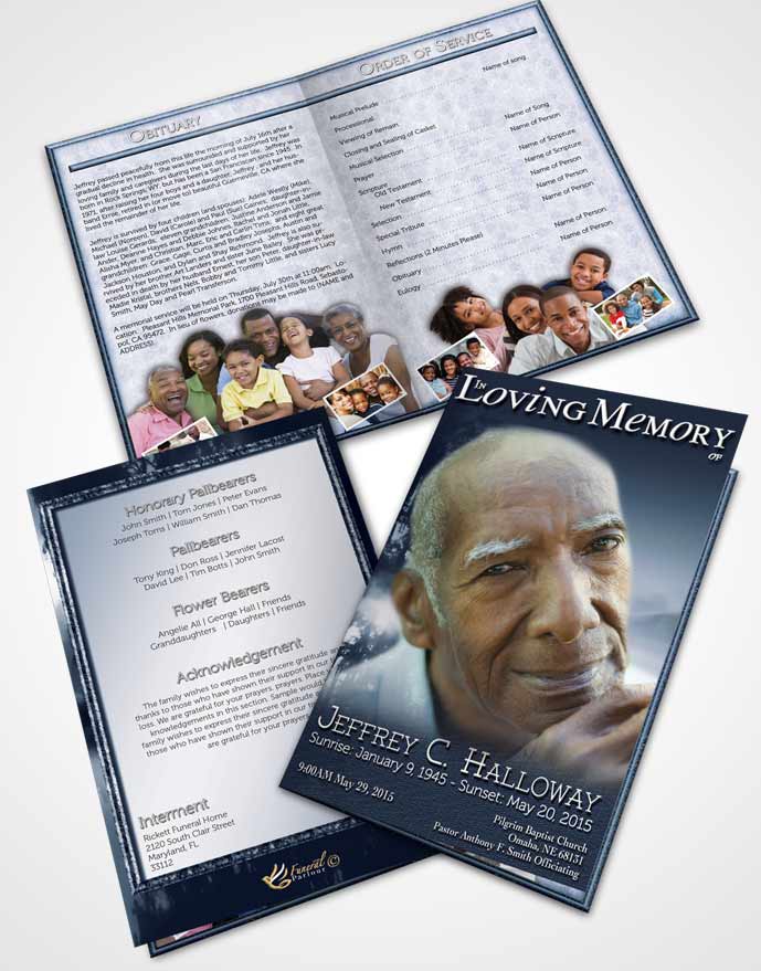 Bifold Order Of Service Obituary Template Brochure Topaz Summer Reflection