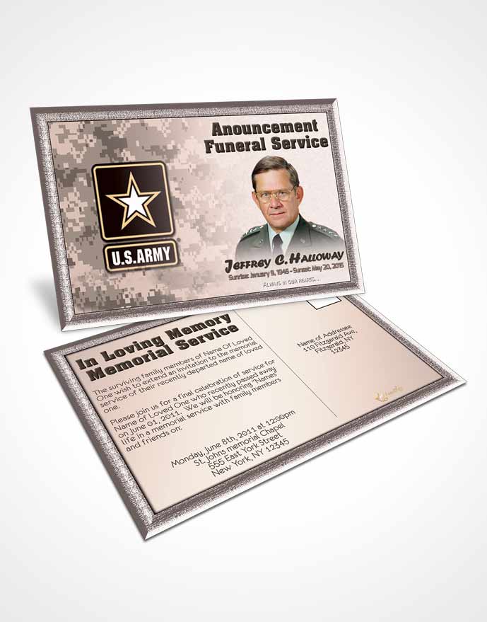 Funeral Prayer Card Template 1st Army Soldier Bliss